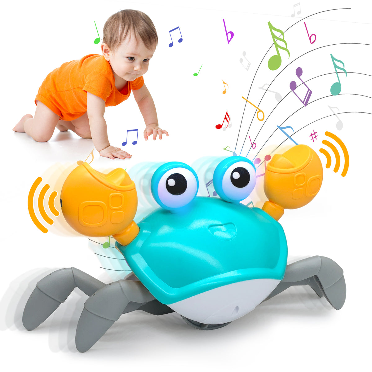 LEEWENYAN Crabe Qui Marche Bebe, Jouet Garcon 1 2 3 4 Ans Jouet Montessori Bebe 6-12 Mois Crabe Jouet Bebe 1 2 3 4 Ans Jeu Exterieur Enfant 1 2 3 4 Ans Jouets Musicaux Cadeau Anniversaire Jeu