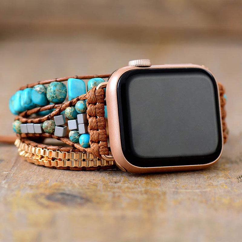 Bracelet Apple Watch en cuir pour homme, bracelet de montre Apple